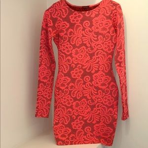 River Island long sleeve fitted mini dress - Pink